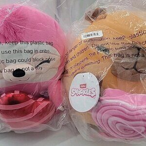 Lot Of 2 Zuru Snackles Super Sized 14" Sloth & Capybara Valentine Plush Toys